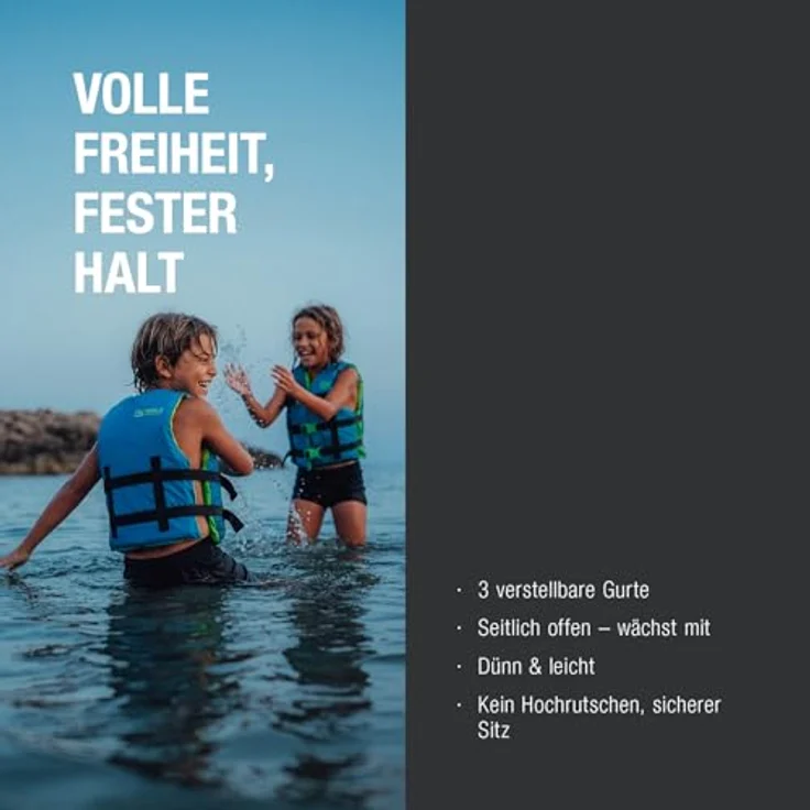MESLE Schwimmweste Kinder Sportsman, 50N Auftriebsweste mit 3 verstellbaren Gurten für SUP, Kajak & Wassersport, für Mädchen & Jungs 7-10 Jahre, Brustumfang 64-74 cm – Bild 4