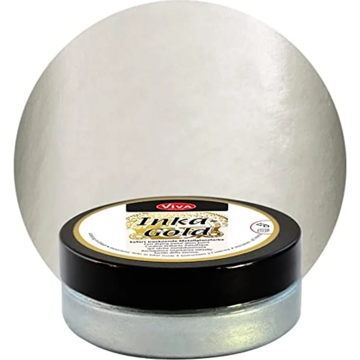 Viva Decor Inka Gold 62,5g (Silber) - Schnell trocknende, wachshaltige Metallic Polierpaste für Hochglanz-Effekte auf Holz, Ton & Terracotta