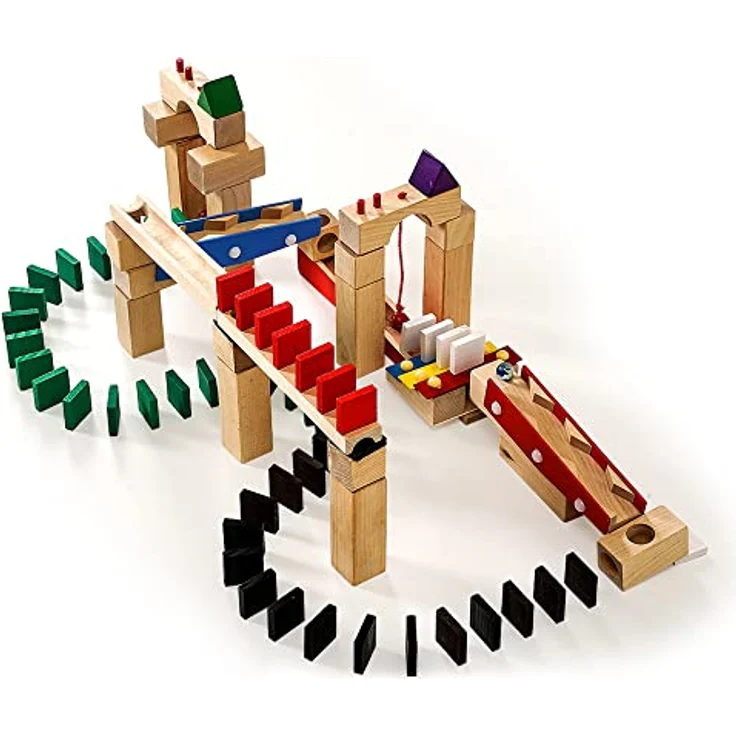 Calmado Kugelbahn/Murmelbahn Set, 200-teiliges Buchenholzspielzeug mit Tasche und Anleitung, für Kinder ab 6 Jahren – Bild 2