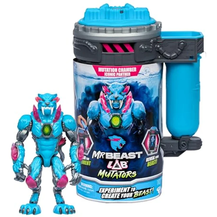MRBEAST LAB Mutators Iconic Panther, Actionfigur mit über 20 beweglichen Gelenken, 13 cm groß, zum Sammeln in Varianten: Iconic Panther, Stealth Panther, Metallic Panther, exklusiv Golden Panther – Bild 1
