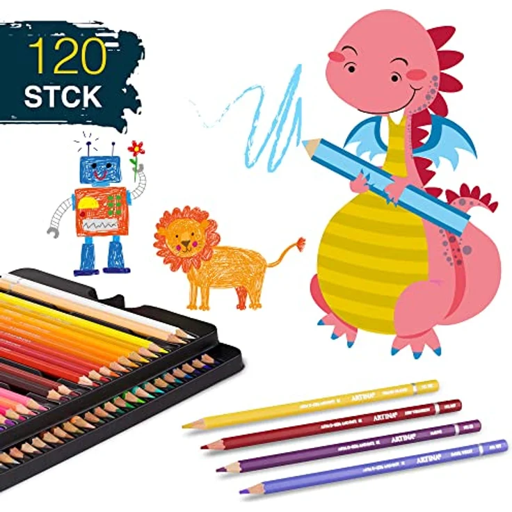 Artina Buntstift Artilo, 120-tlg, Kinder Holzstifte Set mit kräftigen Farben in Metallbox – Bild 5