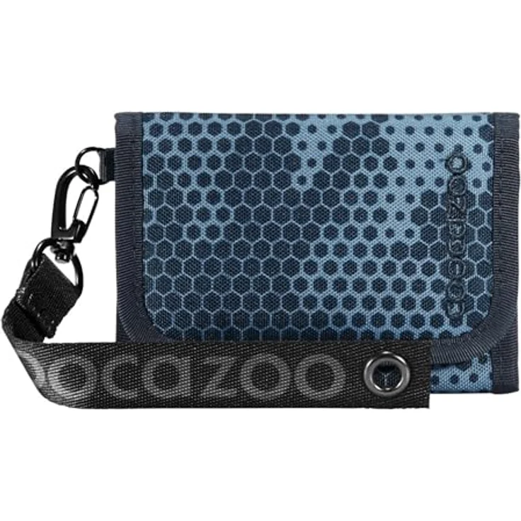 Coocazoo Geldbörse „Geometric Sky” grau-blau, Portemonnaie mit Sichtfenster innen & außen, recyceltes Polyester, Münzfach & Kartenfächern, Klettverschluss, ab der 3. Klasse – Bild 1