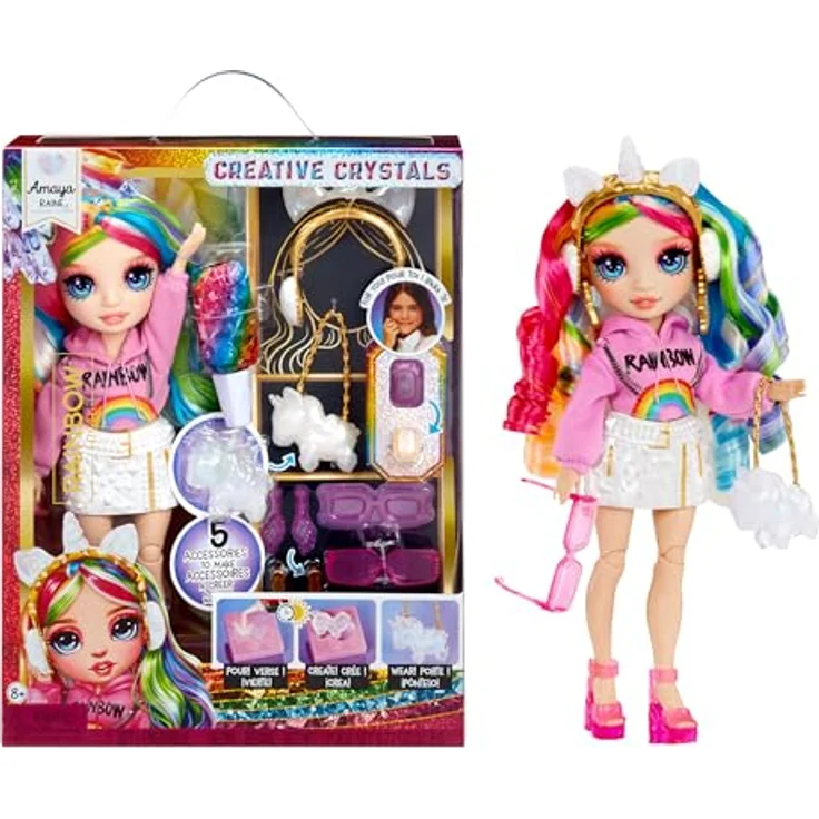 Rainbow High Anziehpuppe Creative Crystals Fashion Doll Amaya, Kristalllook Outfit mit Zubehör und DIY Kristallring – Bild 1