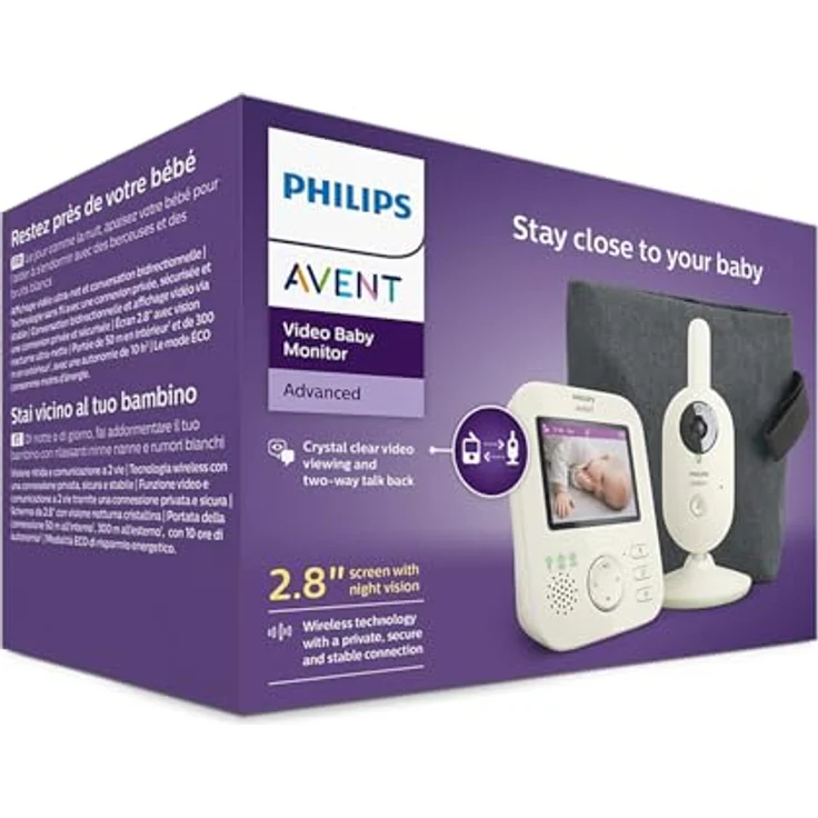 Philips Avent, Video & Audio Advanced Babyphone mit Kamera, 300 m, hochauflösender 2,8-Zoll-Bildschirm, Infrarot-Nachtsicht – Bild 8