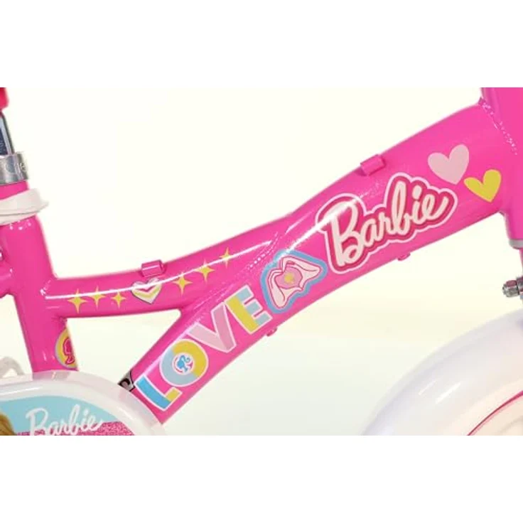 DINO BIKES Kinderfahrrad Barbie 12 Zoll, Mädchenfahrrad mit Stabilisatoren, Puppenhalter und Korb, für Größe 87 bis 110 cm – Bild 5