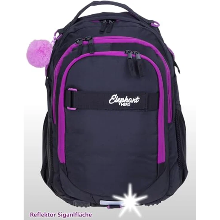 Elephant HERO Signature 2, 3 Teile Set Schulrucksack Lila mit Laptopfach, Sporttasche und Mäppchen – Bild 3