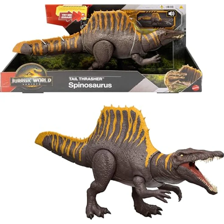 Jurassic World REBIRTH Spinosaurus, Actionfigur mit Tail Thrasher Attacke und digitaler AR-Erweiterung – Bild 1