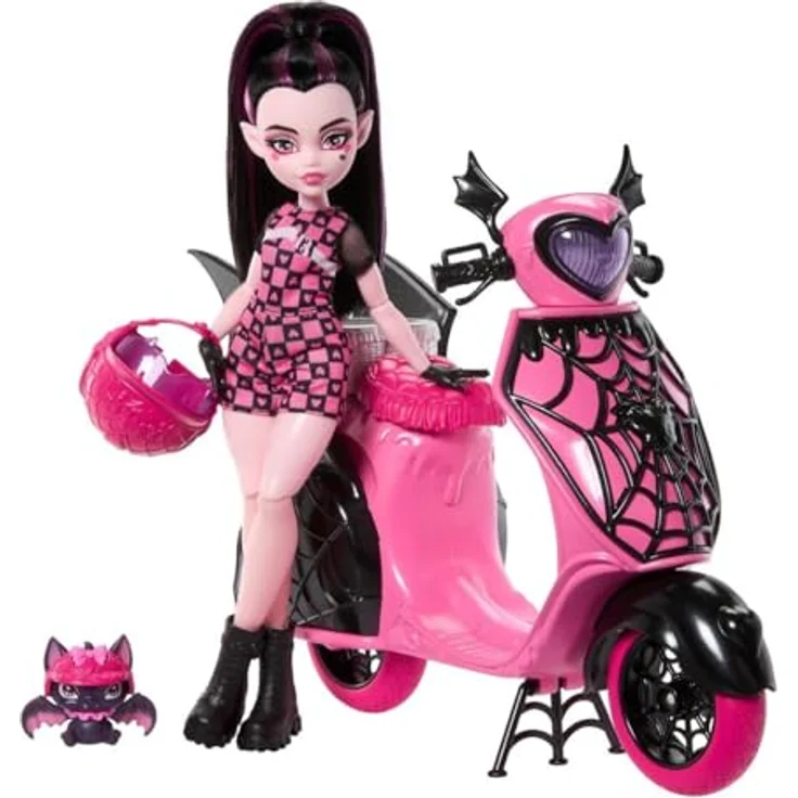 Monster High Draculaura und Sein Monster Scooter hig, Puppen Zubehör mit Vampir-Thema – Bild 1