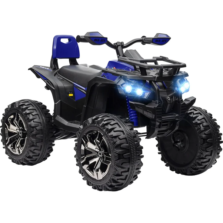 HOMCOM 12V Elektro-Quad für Kinder 3-5 Jahre, 3-8 km/h, Elektroauto mit Musik, MP3, USB, TF-Karte, Scheinwerfer und Pedal, Blau
