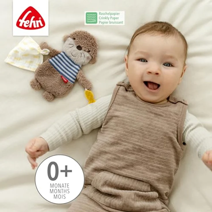 Fehn Greifspielzeug Otter Theo, Knister-Otter mit Raschelpapier für Babys ab 0 Monaten – Bild 3