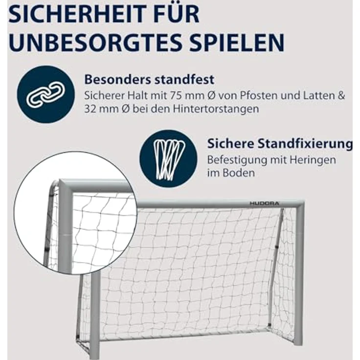 HUDORA Kinder, Jugendliche & Erwachsene Fußball-Tor Expert 180 Garten Fußballtor, grau – Bild 6