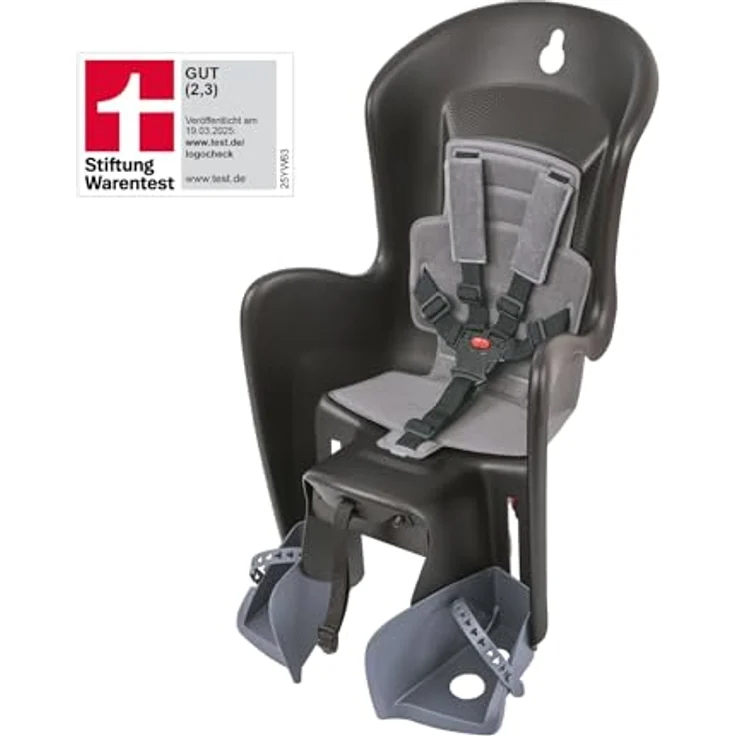 Polisport Bilby Maxi CFS, hinterer Kinderfahrradsitz für Gepäckträger, für Kinder 9 Monate–6 Jahre (bis 22 kg), schwarz/dunkelgrau, TÜV GS geprüft – Bild 2