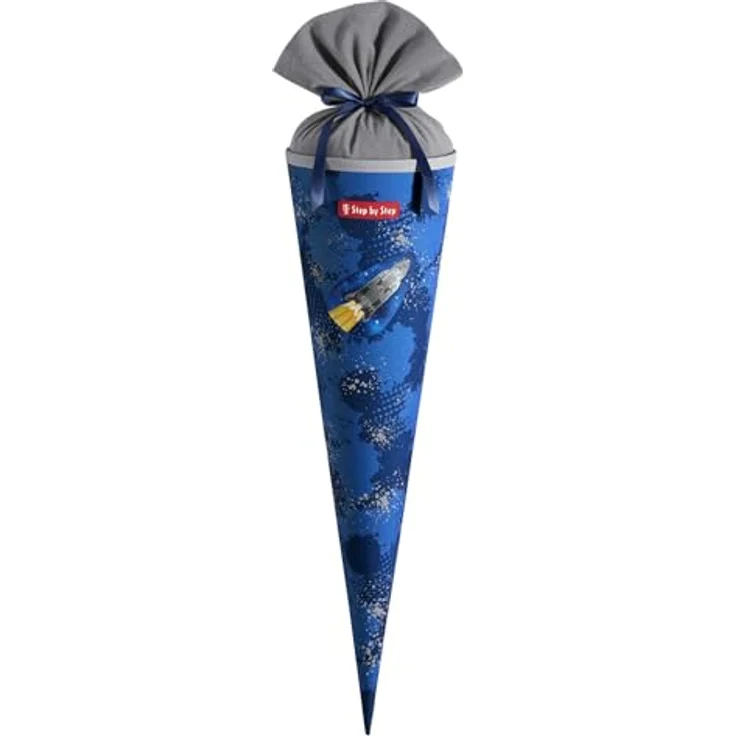 Step by Step Schultüte „Rocket Novo“, blau, aus recycelten PET-Flaschen, 5 l Füllvolumen, 70 cm Höhe, passend zum Schulranzen – Bild 1
