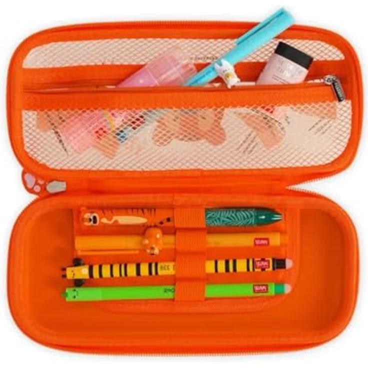 LEGAMI WonderWow Federmäppchen Set, 5 radierbare Tiergelstifte mit thermosensitiver Tinte & Federmäppchen mit 2 Fächern (Tiger) – Bild 2
