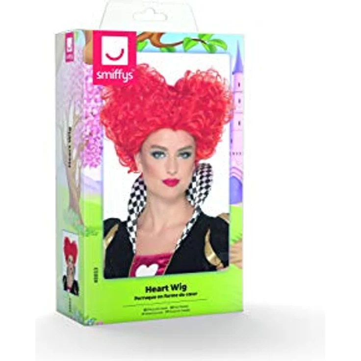 "Smiffys Kostüm-Perücke Herzkönigin - Herzförmig toupierte Perücke für Fasching Halloween, einteilig mit elastischem Haarnetz, Einheitsgröße für Erwachsene, 100% Polyester" – Bild 4