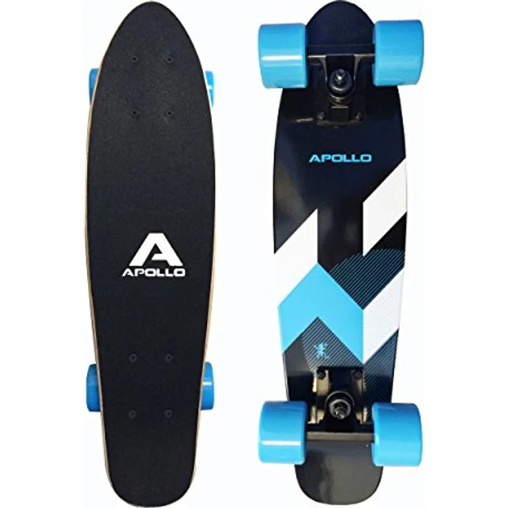Apollo Wooden Fancy Skateboard, Vintage Cruiser Komplettboard mit und ohne LED Wheels, Größe: 22.5'' (57,15 cm), Farbe: Matei Mini – Bild 1