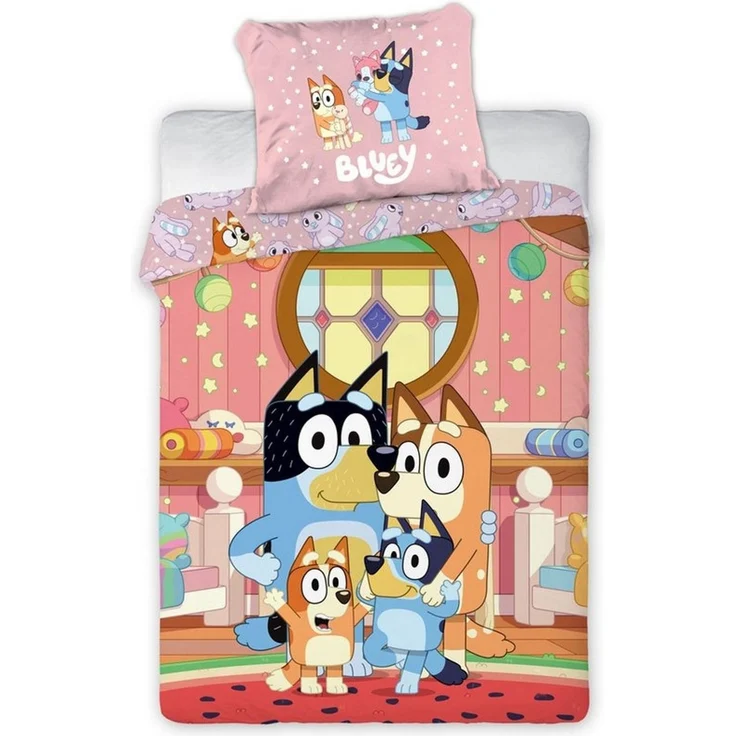 Bluey Familie Bettwäsche Set 2 tlg. 135x200 cm 80x80cm Baumwolle – Bild 5