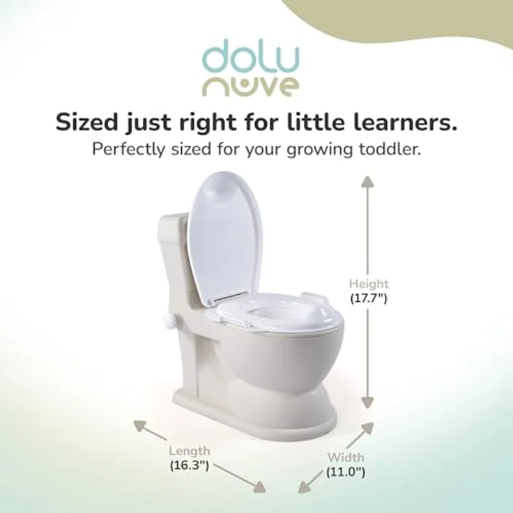 Dolu 2 in 1 Lerntoilette, beige Töpfchen mit integrierter Warnung vor Knopfzellen – Bild 4