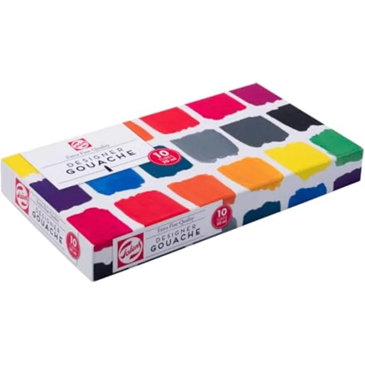 Talens Gouache Extra Fine Basis-Set, 10 x 20 ml, hochpigmentierte Plakatfarbe mit mattem Finish