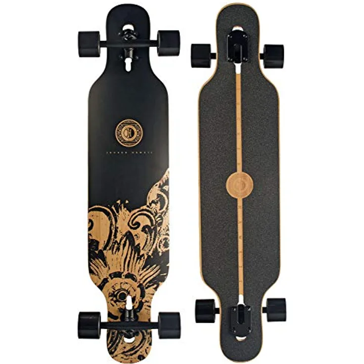 JUCKER HAWAII Longboard HOKU V2 Flex 2, 99cm Fiberglas-Bambus-Deck, 78A Allround Cruiser Wheels, ABEC 9 Kugellager, blau