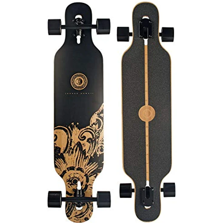 JUCKER HAWAII Longboard HOKU V2 Flex 2, 99cm Fiberglas-Bambus-Deck, 78A Allround Cruiser Wheels, ABEC 9 Kugellager, blau – Bild 1