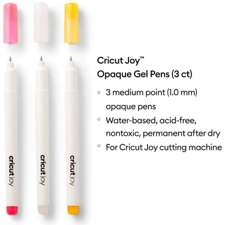 Cricut 2009380 Opaque Gel Pen Set | Weiß, Rosa, Orange | Mittelpunkt 1,0 mm | 3 Pack | Zur Verwendung Joy, mehrfarbig – Bild 2