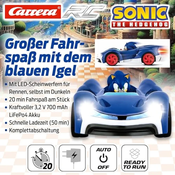 Carrera Team Sonic Racing Sonic, Ferngesteuertes Auto, Auto, Rennfahrzeug, Carrera RC CARS, 2,4GHZ, 370201061 – Bild 6