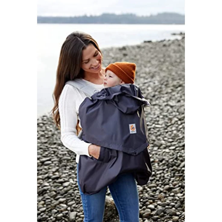 Ergobaby Windcover und Regencover, Windschutz und Regenschutz für alle Ergobaby Babytragen, wasserabweisende Hülle, Charcoal – Bild 5