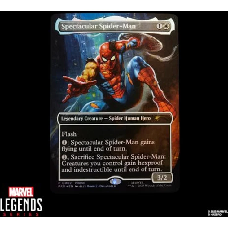 Hasbro Marvel Legends Series Magic: The Gathering Spider-Man, Action-Figur mit Kampfspuren, 15 cm, mit 7 Accessoires und exklusiver Foil Sammelkarte – Bild 3