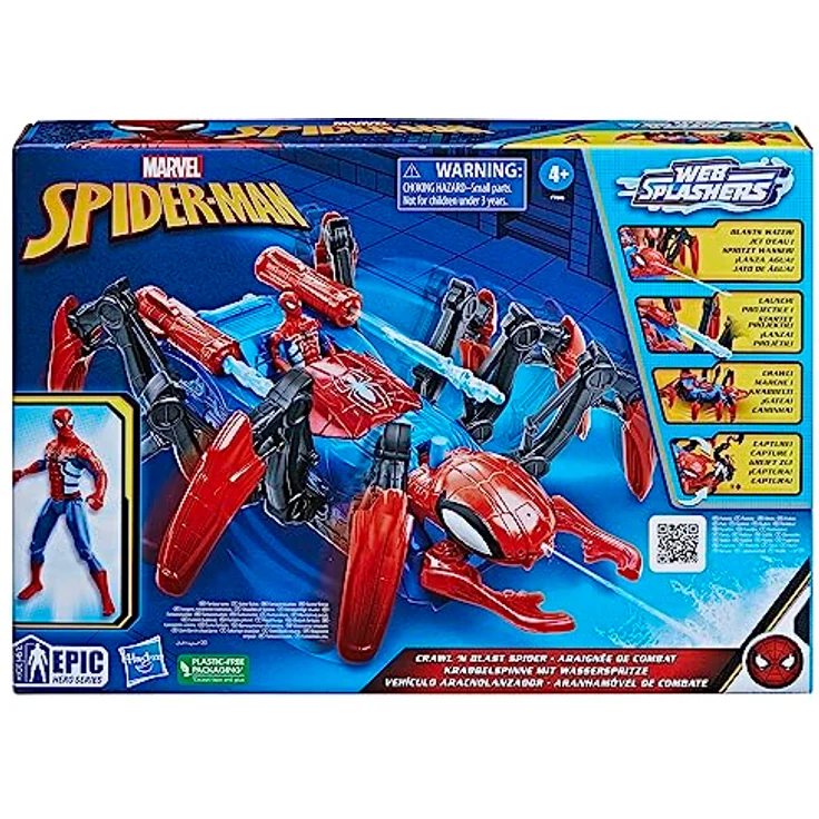 Marvel Spider-Man Krabbelspinne mit Wasserspritze, Superhelden-Spielzeug ab 4 Jahren, feuert Projektile und Wasser ab – Bild 2