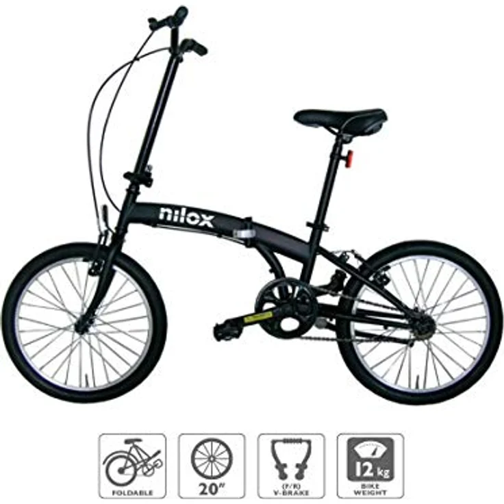 Nilox X0, Klapprad, Radgröße 50,8 cm (20 Zoll), Matt-Schwarz – Bild 1