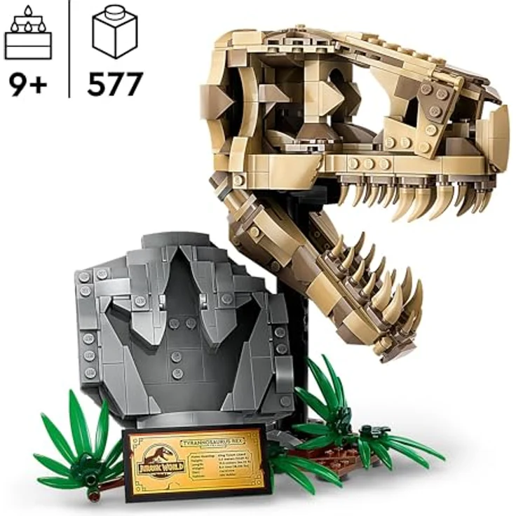 LEGO Jurassic World Dinosaurier-Fossilien: T.-rex-Kopf, Dinosaurier-Spielzeug zum Bauen, Dino-Deko fürs Kinderzimmer, T-Rex-Schädel-Skelett mit Fußabdruck, Geschenk für Jungs und Mädchen 76964 – Bild 2