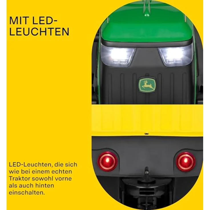 Peg Perego John Deere Farm Power, elektrischer Kindertraktor mit Fernbedienung und Anhänger, grün – Bild 7