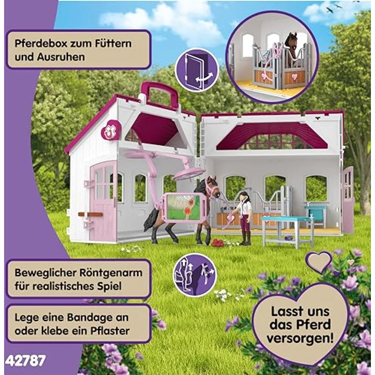Schleich Pferdeklinik Heilende Hufe, Spielset Horse Club mit Röntgenfunktion und medizinischer Ausstattung, ca. 48 x 32 x 14 cm – Bild 5