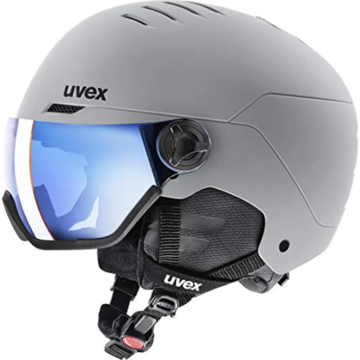 uvex wanted visor - robuster Skihelm für Damen und Herren - mit Visier - optimierte Belüftung - rhino matt - 54-58 cm – Bild 1