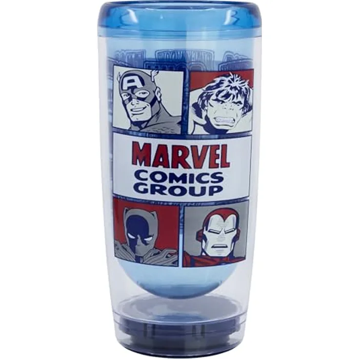 Stor Marvel Doppelwandiger Kunststoffbecher mit Kippschutz, 625 ml, BPA-frei, Offizielles Lizenzprodukt