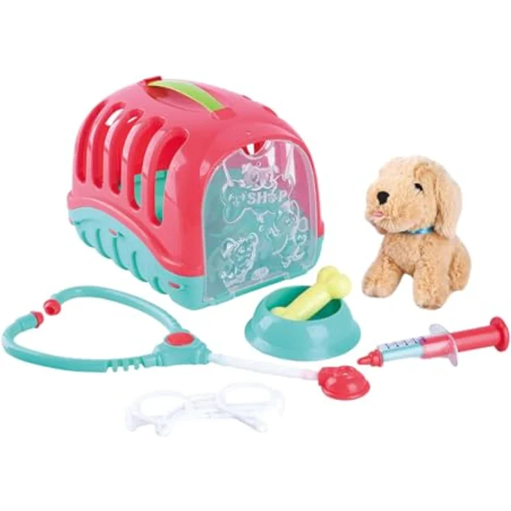 Playgo Tier-Reisekäfig mit 7 Zubehörteilen und Kuscheltier-Welpe, für Kinder ab 2 Jahren – Bild 2