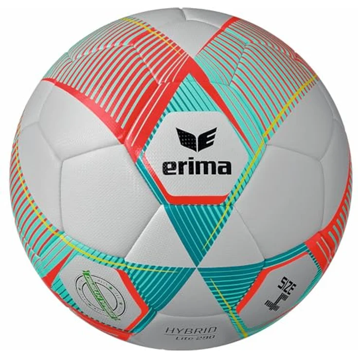 Erima HYBRID LITE 290 Fußball Fiery-Coral/Petrol 4 - Äußerst langlebiges PU mit 3D-Struktur, minimale Wasseraufnahme bei Regen