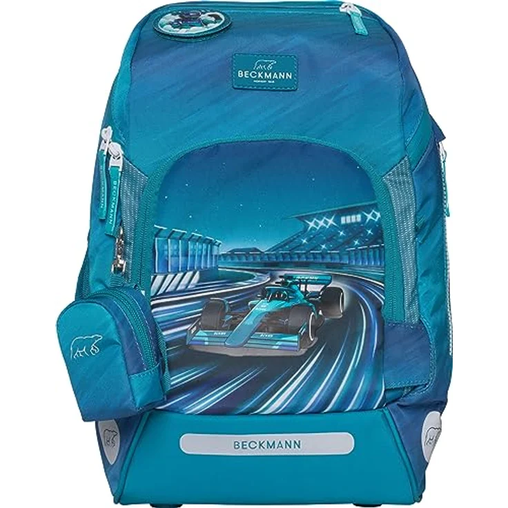 Beckmann Active Air FLX Space Mission, Schulrucksack-Set in Blau mit Sportrucksack, Federmappe, Schlamperetui, Regenhülle und Buttons, ergonomisch – Bild 2
