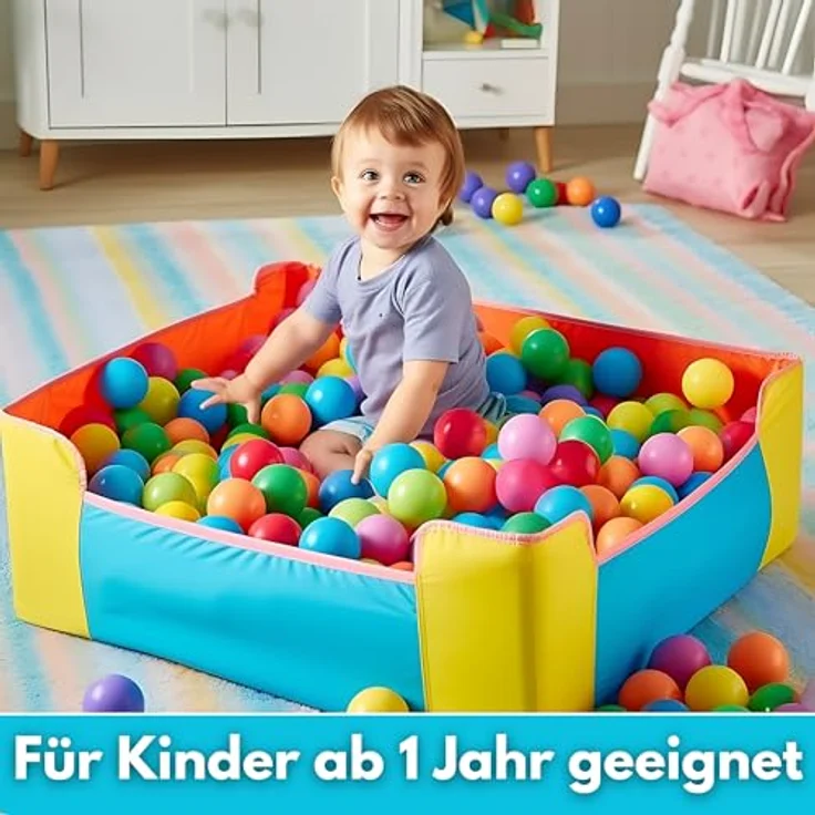 ecosa Bällebad Bälle, ø: 6 cm, 100 Stück, 5 Metallic Farben, schadstofffrei, für Innen- und Außenbereich – Bild 3