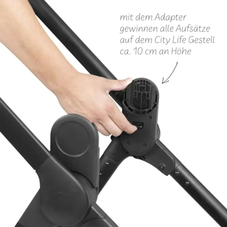 ABC Design Adapter Move Up für City Life, Ergonomischer Kinderwagen Adapter mit 10 cm Erhöhung, Schwarz – Bild 2