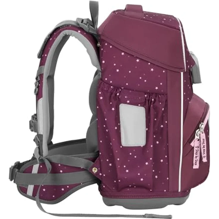 Step by Step Basis Schulranzen-Set „Berry Stars“, 4-teilig, ergonomischer Tornister in Beere, 20 Liter, mit Reflektoren, Hüft- und Brustgurt, für Kinder ab der 1. Klasse – Bild 5