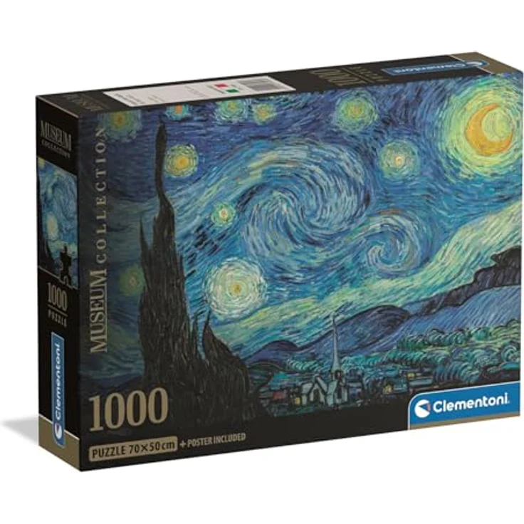Clementoni Puzzle Collection - Museum The Starry Night Van Gogh, 1000-teiliges Puzzle für Erwachsene, 70 x 50 cm, umweltfreundlich gefertigt in Italien – Bild 1