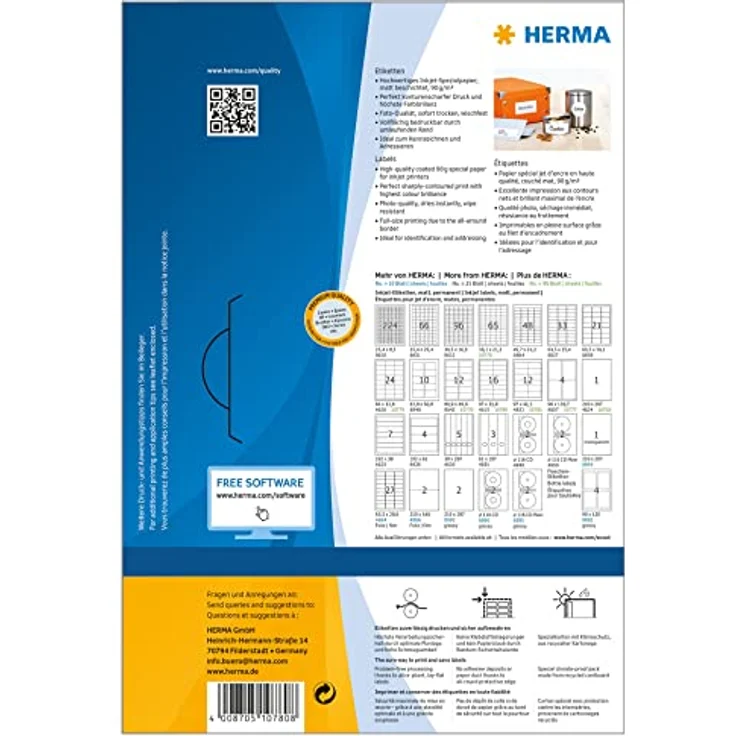 HERMA 1.280 Etiketten, selbstklebend, weiß, 97,0 x 33,8 mm, matt – Bild 2