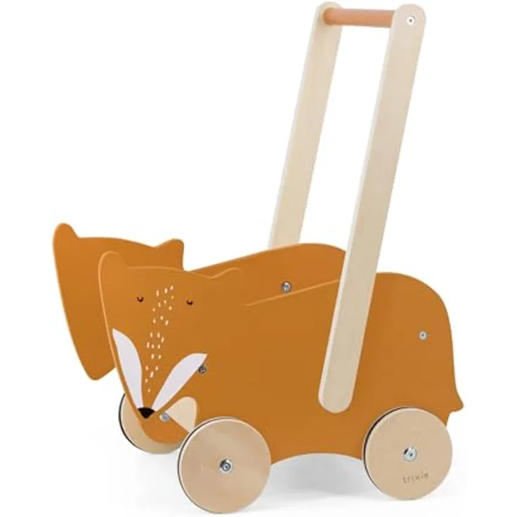 Trixie Baby Lernlaufwagen, Holz, FSC©-zertifiziert, wasserbasiert lackiert, ideal für Laufanfänger, 18m+