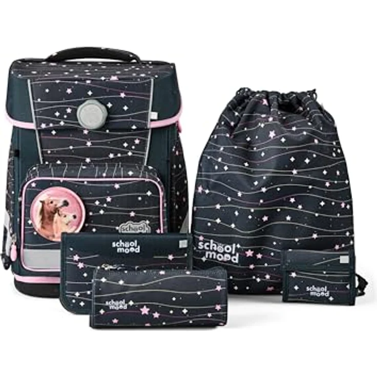 SCHOOL-MOOD Champion Maxx Pro Schulranzen-Set 6-teilig, ergonomisch höhenverstellbar, 22 L, ca. 1,1 kg – Motiv Ella (Pony), für Grundschule 1.–4. Klasse, Modell 2026 – Bild 1