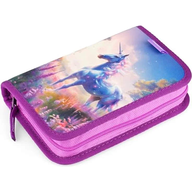 JOLLY 1-Zipp-Federpennal Unicorn Design, Pink, 30-teilig befüllt mit Buntstiften, Fasermalern und Zubehör für den Schulstart – Bild 2