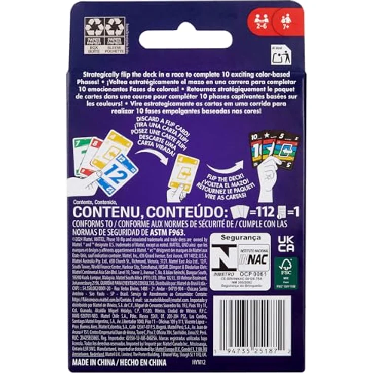 Mattel Games Phase 10 Flip Kartenspiel, beidseitig bedruckte Karten, spezielle Farbphasen, 2-6 Spieler, HYN12 – Bild 4