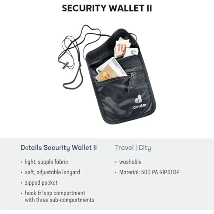 deuter Brustbeutel Security Wallet II - Brustbeutel 18 cm in elegantem Schwarz – Bild 2
