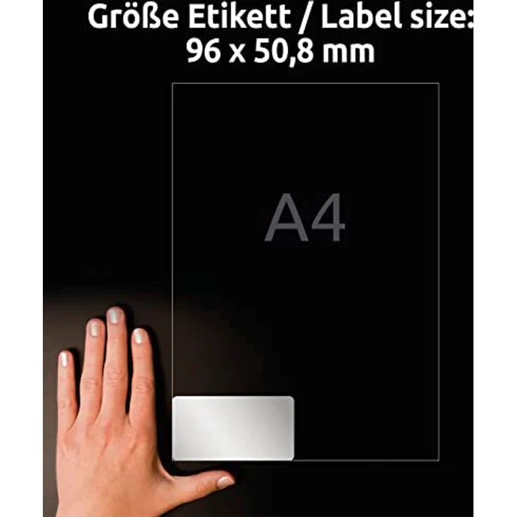 Avery Zweckform L6012-20 Typenschild Folienetiketten, 200 silberne Aufkleber auf wetterfester Klebefolie, 96x50,8 mm, selbstklebend – Bild 4